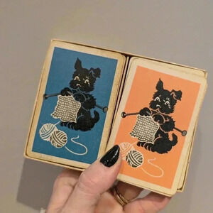 Vintage playing card deck with dog design